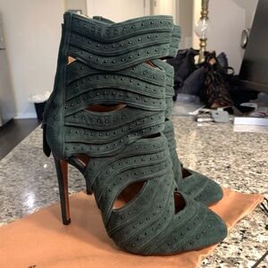 37.5/6.5 ALAIA Green real Suede High Heel Ankle BOOTS Bootie ITALY MSRP $2,450
